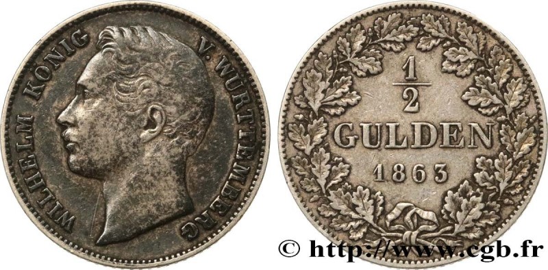 GERMANY - WÜRTTEMBERG
Type : 1/2 Gulden Guillaume 
Date : 1863 
Mint name / Town...