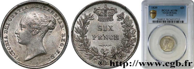 GREAT-BRITAIN - VICTORIA
Type : 6 Pence tête jeune 
Date : 1839 
Mint name / Tow...