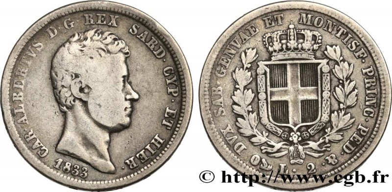 ITALY - KINGDOM OF SARDINIA - CHARLES-ALBERT
Type : 2 Lire 
Date : 1833 
Mint na...