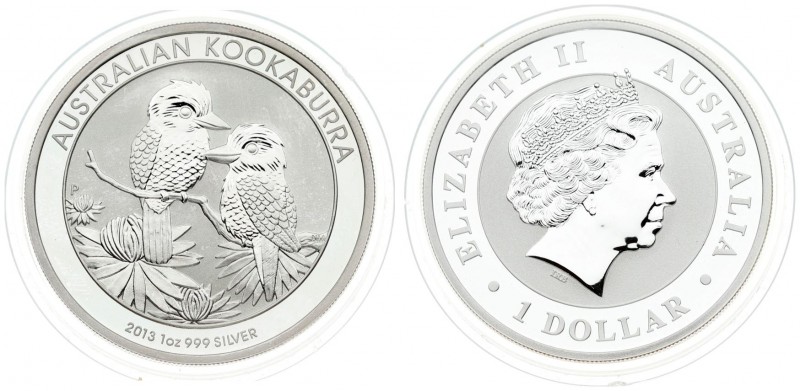 Australia 1 Dollar 2013 Australian Kookaburra. Averse: 4th portrait of Queen Eli...