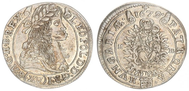 Austria Hungary 15 Krajczar 1679 KB Kremnica. Leopold I(1657-1705). Averse: Bust...