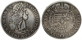 Austria 1 Thaler 1683 Hall. Leopold I(1657-1705). Averse: Old laureate bust right in inner circle. Averse Legend: LEOPOLDVS • D: G: ROM: IMP: SE: A: G...