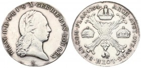 Austria Austrian Netherlands 1 Thaler 1794H Gunzburg. Franz I (1792-1835). Averse: Laureate bust right; mintmark below. Lettering: FRANC II D G R I S ...