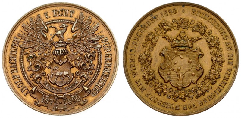 Austria Medal 1890 To the union of Nussdorf with Vienna. BACHOFEN v.ECHT Adolf (...