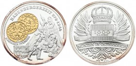Austria Medal 1000 years of coins in Austria (2002) Babenbergzeit 976-1246 Kremser Pfennig . Silver. Weight approx: 51.09 g. Diameter: 50 mm.
