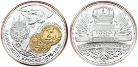 Austria Medal 1000 years of coins in Austria (2002) Habsburg Era 1278-1918 Kaiser Guldiner . Silver. Weight approx: 50.86 g. Diameter: 50 mm.