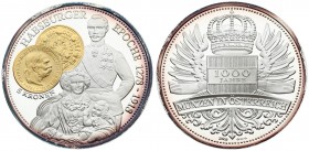 Austria Medal 1000 years of coins in Austria (2002) Habsburg Era 1278-1918 5 Kronen . Silver. Weight approx: 50.38 g. Diameter: 50 mm.