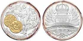 Austria Medal 1000 years of coins in Austria (2002) Babenbergzeit 976-1246 Regensbg Pfennig . Silver. Weight approx: 50.70 g. Diameter: 50 mm.