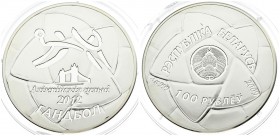 Belarus 100 Roubles 2009 London Olympics 2012. Averse: National arms and logo.Reverse: Two stylized players and Tower Bridge. Silver. Weight: 154g. KM...