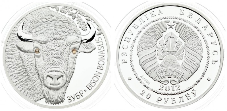 Belarus 20 Roubles 2012. Averse: National arms. Reverse: Bison head facing; two ...