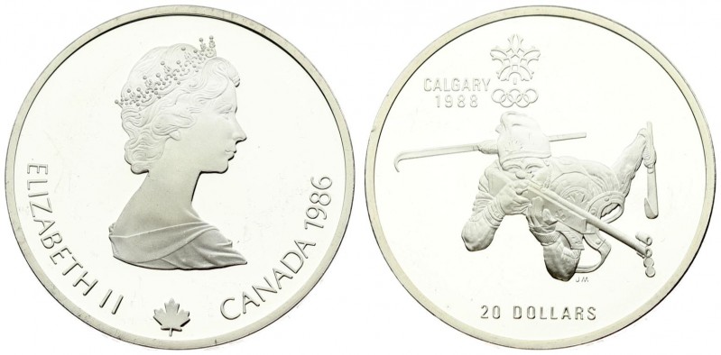 Canada 20 Dollars 1986 1988 Calgary Olympics. Averse: Young bust right. small ma...