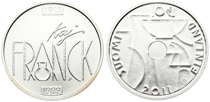 Finland 10 Euro 2011P Kaj Franck and industrial art. Averse: Franck's signature....