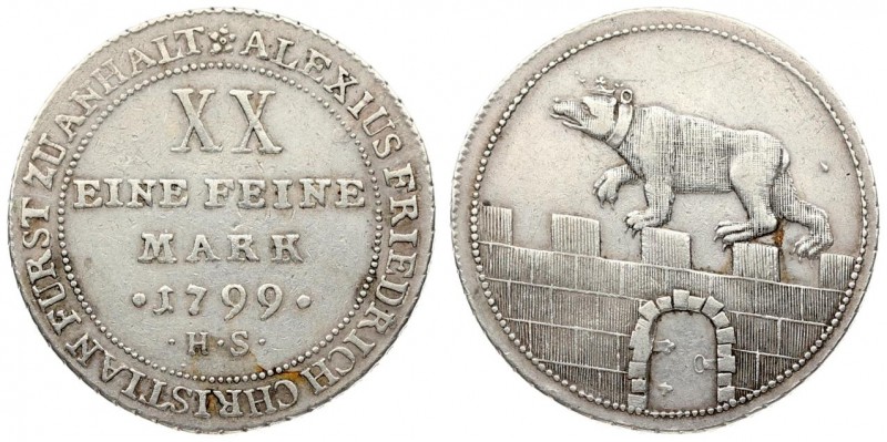 Germany ANHALT-BERNBURG 2/3 Thaler 1799 HS Alexius Friedrich Christian (1796-183...