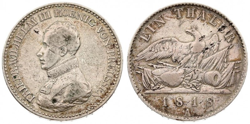 Germany PRUSSIA 1 Thaler 1818A Friedrich Wilhelm III(1797-1840). Averse: Uniform...