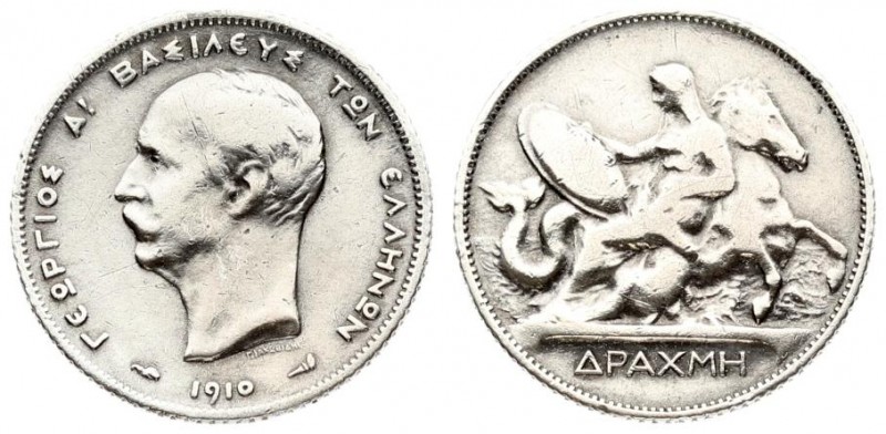 Greece 1 Drachma 1910(a) George I(1863-1913). Averse: Head left. Reverse: Mythol...