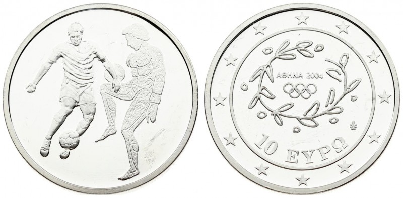 Greece 10 Euro 2004 Football. Averse: The design consist of the emblem of the AT...