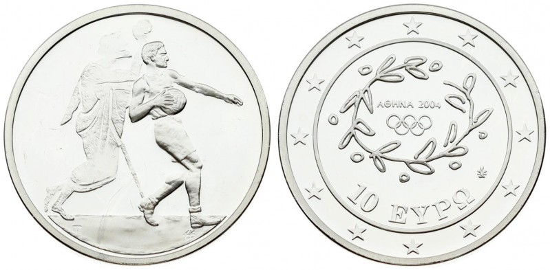 Greece 10 Euro 2004 Handball. Averse: The design consist of the emblem of the AT...