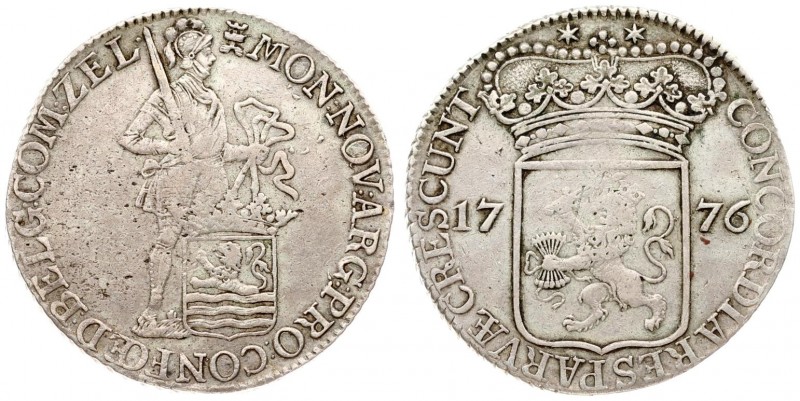 Netherlands Zeeland 1 Silver Ducat 1776 Averse: Standing armored Knight with cro...