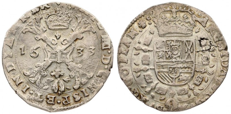 Spanish Netherlands FLANDERS 1/2 Patagon 1633 Philip IV(1621-1665). Averse: St. ...