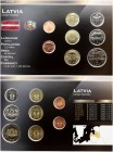 Latvia 3.88 Lati Plastefolder 1-50 Santimu & 1-2 Lati 1999-2009. Latvia coins set with Plastic perfect. SET of 8 Coins