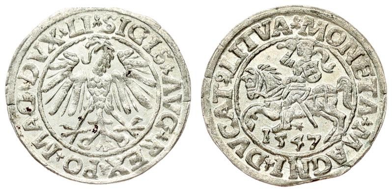 Lithuania 1/2 Grosz 1547 Vilnius. Sigismund II Augustus (1545-1572) - Lithuanian...