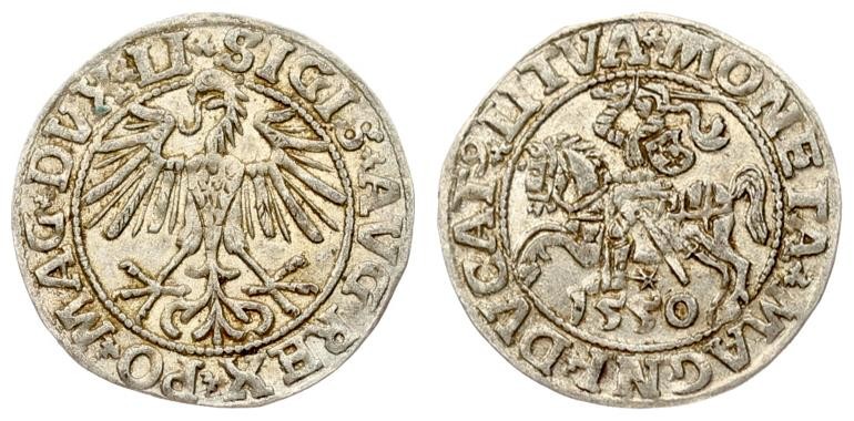 Lithuania 1/2 Grosz 1550 Vilnius. Sigismund II Augustus (1545-1572) - Lithuanian...