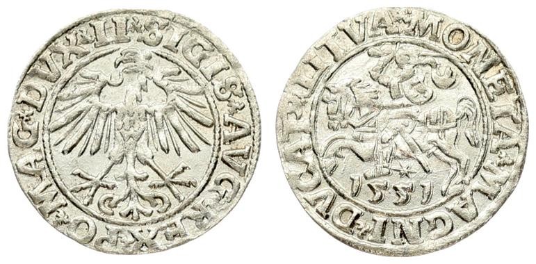 Lithuania 1/2 Grosz 1551 Vilnius. Sigismund II Augustus(1545-1572) - Lithuanian ...