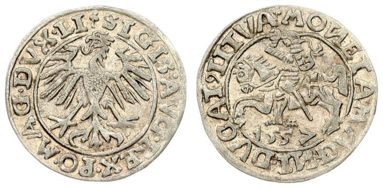 Lithuania 1/2 Grosz 1557 Vilnius. Sigismund II Augustus (1545-1572) - Lithuanian...