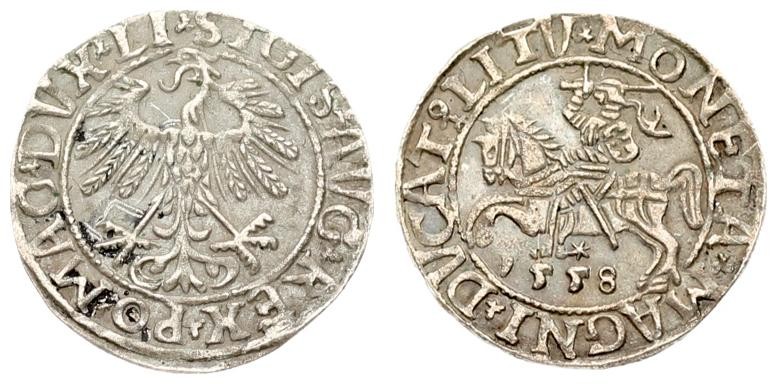 Lithuania 1/2 Grosz 1558 Vilnius. Sigismund II Augustus (1545-1572) - Lithuanian...