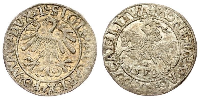 Lithuania 1/2 Grosz 1559 Vilnius. Sigismund II Augustus (1545-1572) - Lithuanian...