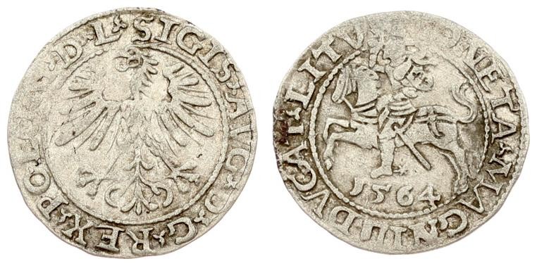 Lithuania 1/2 Grosz 1564 Vilnius. Sigismund II Augustus (1545-1572) - Lithuanian...