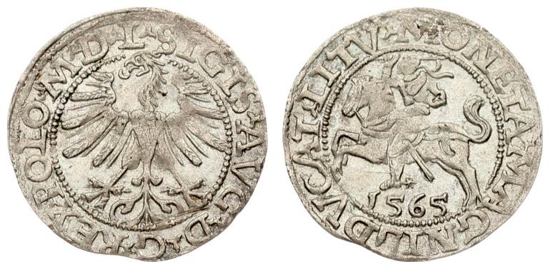 Lithuania 1/2 Grosz 1565 Vilnius. Sigismund II Augustus (1545-1572) - Lithuanian...