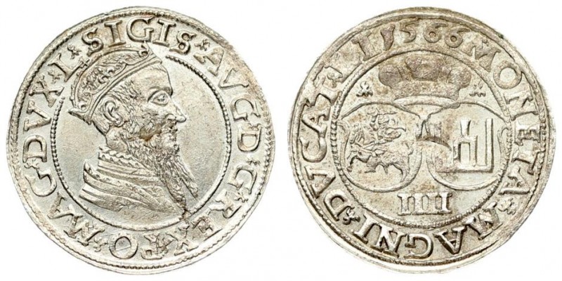 Lithuania 4 Groszy 1566 Vilnius. Sigismund II Augustus (1545-1572) - Lithuanian ...