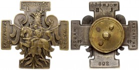 Lithuania Badge 1919. Commemorative Badge of the Lithuanian-Belarusian Division For Our Freedom and Your 1919 ; two-piece badge; minted with a deep co...