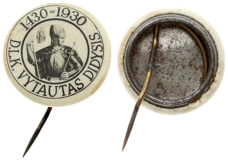 Lithuania Badge Vytautas the Great 1430-1930 D.L.K. Aluminum enamelled. Weight a...