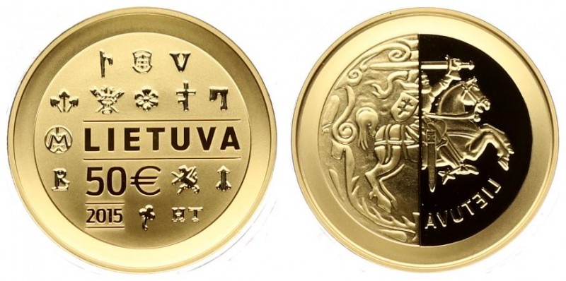 Lithuania 50 Euro 2015 Coinage in the Grand Duchy of Lithuania. Averse: The comb...