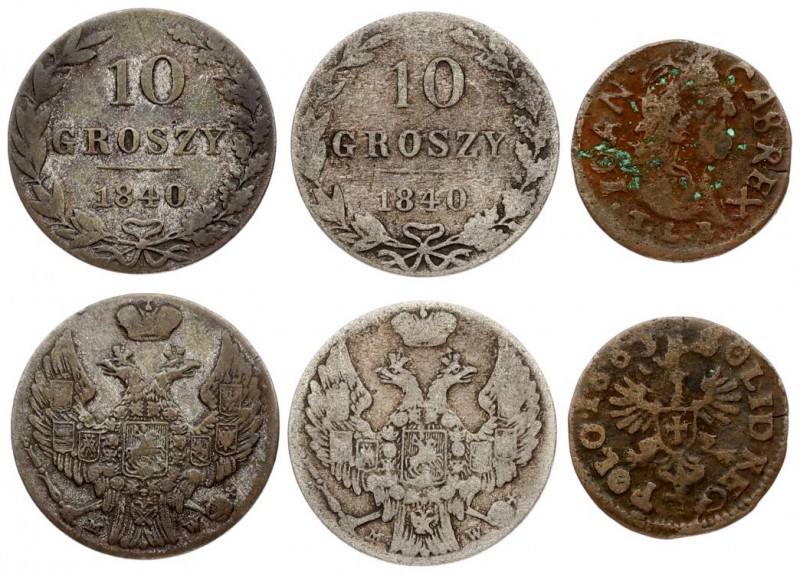 Poland 1 Solidus 1663 & 10 Groszy 1840 MW. Averse: Bust right. Reverse: Crowned ...