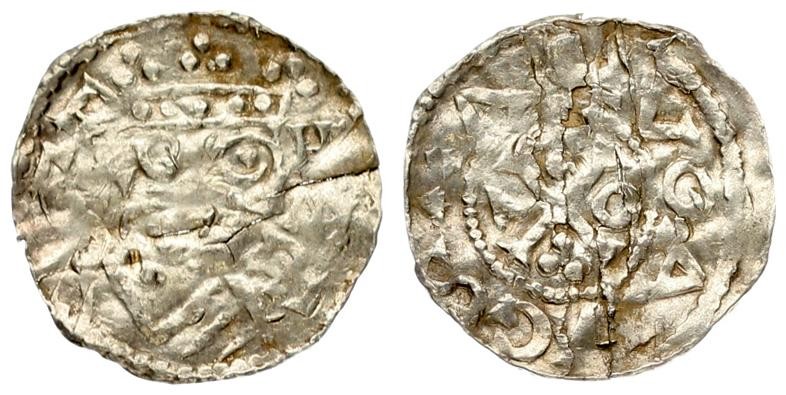 Germany AUGSBURG 1 Denar (1009) Heinrich II(1002-1024). Denar 1009/1024. Av:REX ...