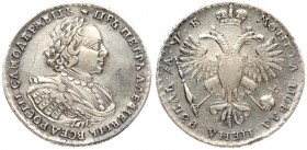 Russia 1 Rouble 1720 Moscow. Peter I the Great (1682-1725). Averse: Laureate bust right. Reverse: Crown above crowned double-headed eagle. Edge inscri...