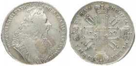 Russia 1 Rouble 1729 Peter II (1727-1729). Averse: Laureate bust right. Reverse: Date in cruciform with 4 crowns monograms in angles. Type of 1729 . W...