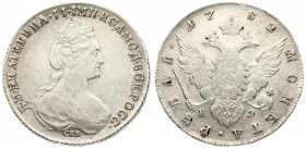 Russia 1 Rouble 1782 СПБ ИЗ St. Petersburg. Catherine II (1762-1796). Averse: Crowned bust right. Reverse: Crown above crowned double-headed eagle shi...