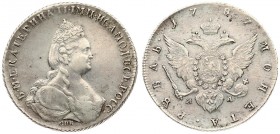 Russia 1 Rouble 1787 СПБ ЯА St. Petersburg. Catherine II (1762-1796). Averse: Crowned bust right. Reverse: Crown above crowned double-headed eagle shi...