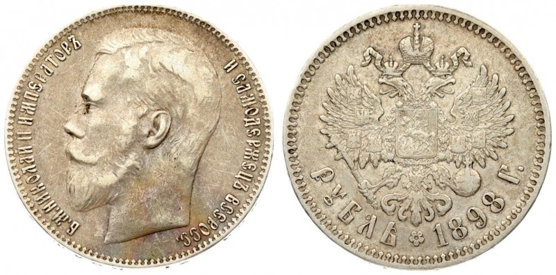 Russia 1 Rouble 1898 (**) Brussels. Nicholas II(1894-1917). Averse: Head left. R...