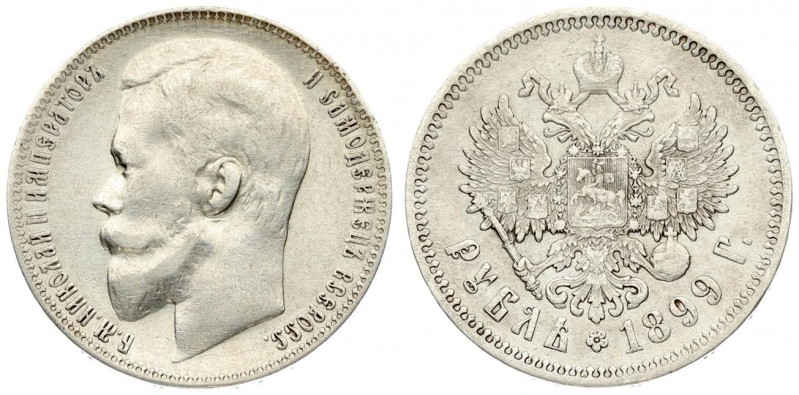 Russia 1 Rouble 1899 (ФЗ) St. Petersburg. Nicholas II (1894-1917). Averse: Head ...