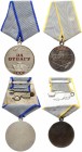Russia Medal 1938 For Courage & Medal 1938 For Military Merit . Silver. Weight approx: 60.80 g. Diameter: 37 & 32 mm. Lot of 2 Medal