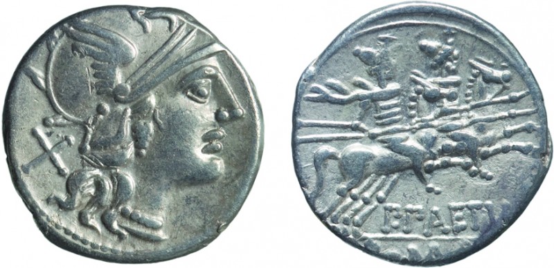 MONETE ROMANE REPUBBLICANE. GENS AELIA. DENARIO
P. Aelius Paetus (138 a.C.)
Ar...