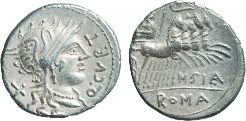 MONETE ROMANE REPUBBLICANE. GENS CURTIA. DENARIO
Q. Curtius (116-115 a.C.)
Arg...