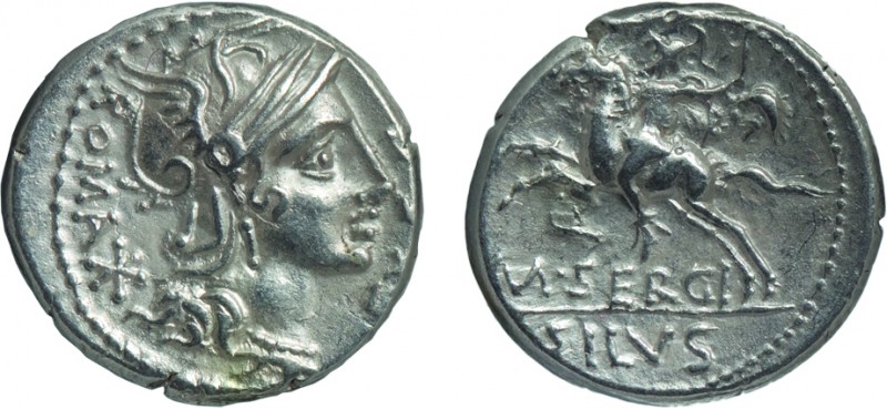 MONETE ROMANE REPUBBLICANE. GENS SERGIA. DENARIO
M. Sergius Silus (116-115 a.C....