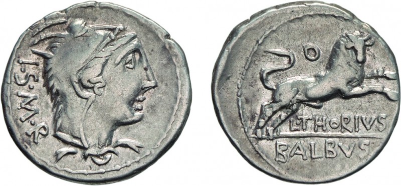 MONETE ROMANE REPUBBLICANE. GENS THORIA. DENARIO
L. Thorius Balbus (105 a.C.)
...