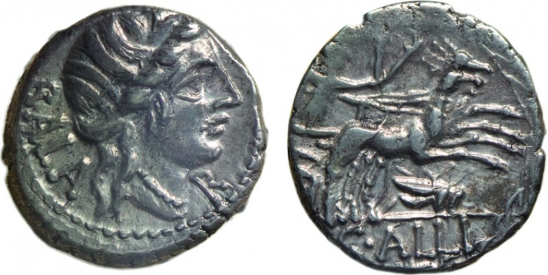 MONETE ROMANE REPUBBLICANE. GENS AELIA o ALLIA. DENARIO
C. Allius Bala (92 a.C....